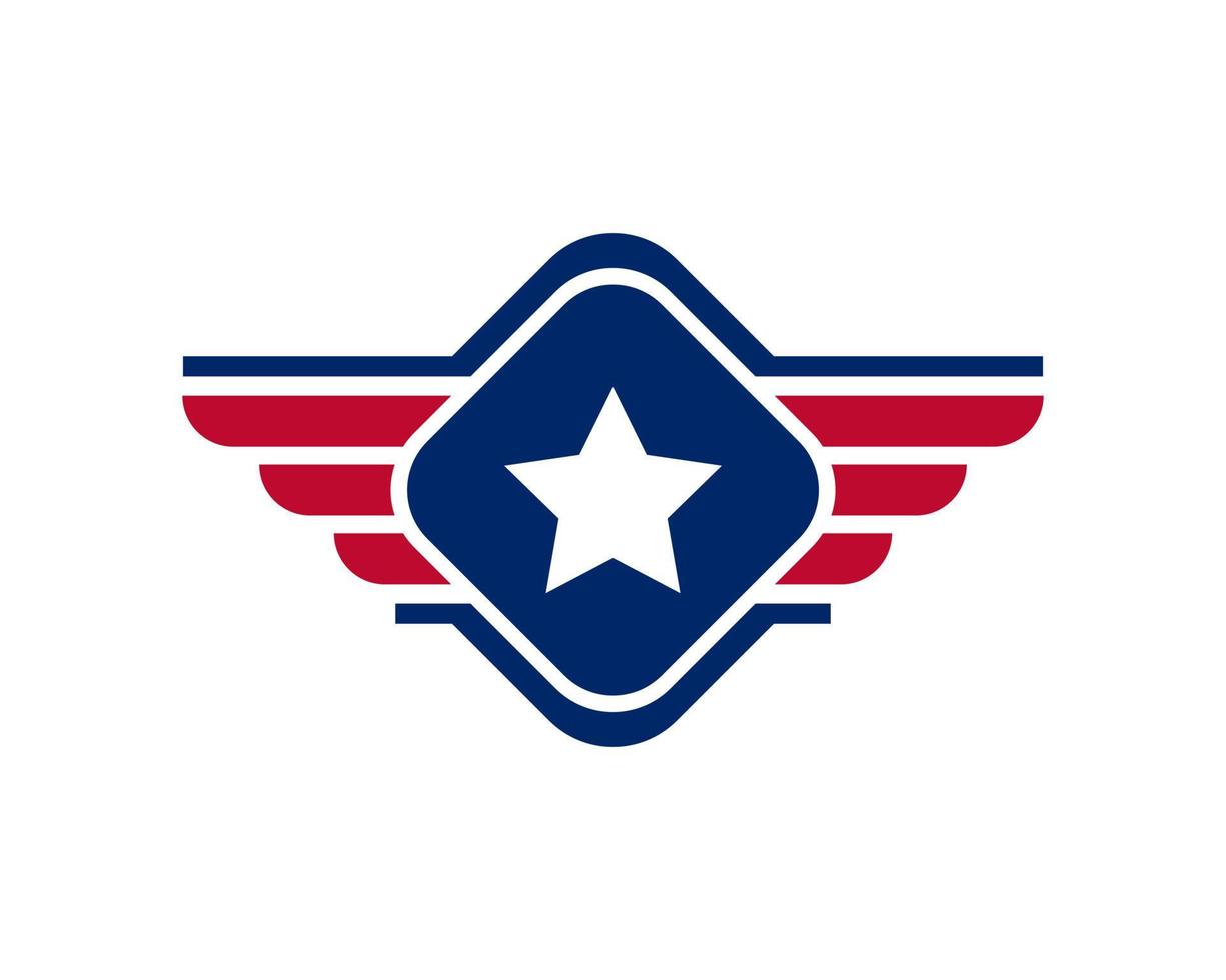 elemento de modelo de design de logotipo de ícone de asas de emblema de bandeira de veterano americano patriótico vetor
