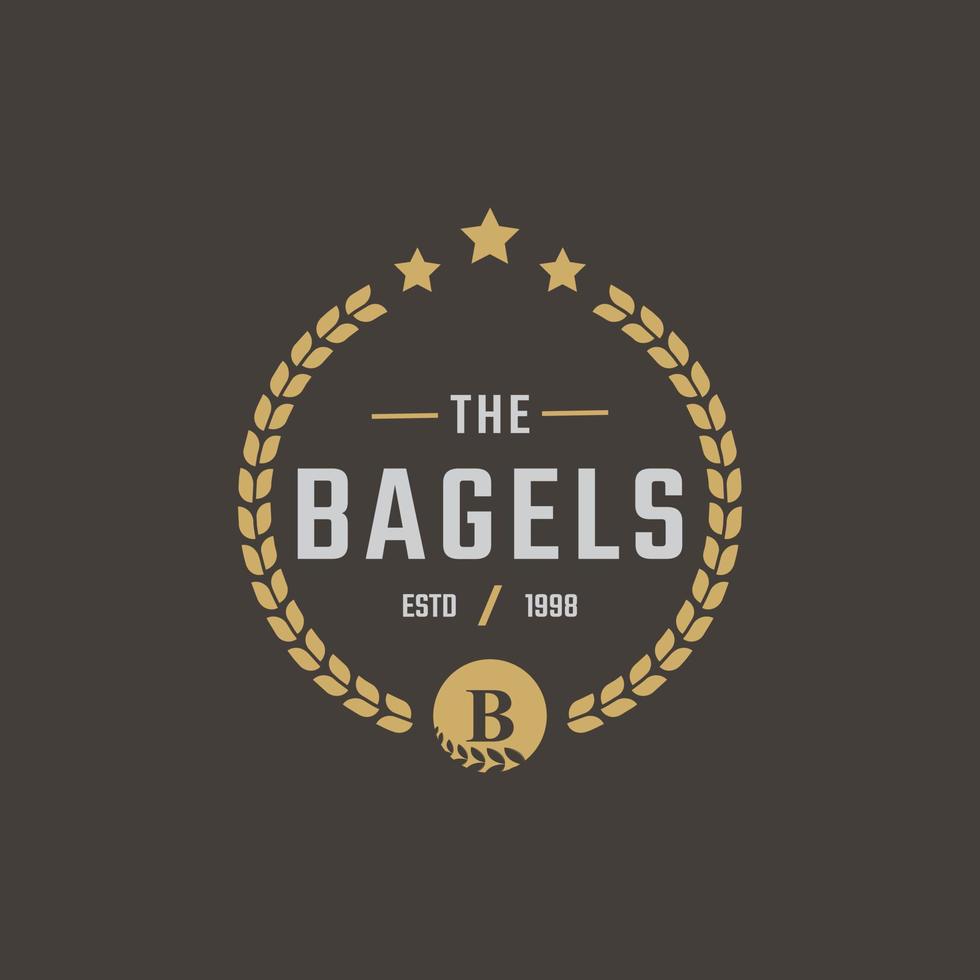 letra de distintivo de rótulo vintage retrô rústico b para inspiração de design de logotipo de bagels vetor