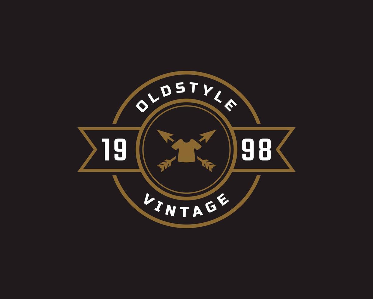 distintivo de etiqueta retrô vintage clássico para vestuário vestuário elemento de modelo de design de logotipo de estilo antigo vetor