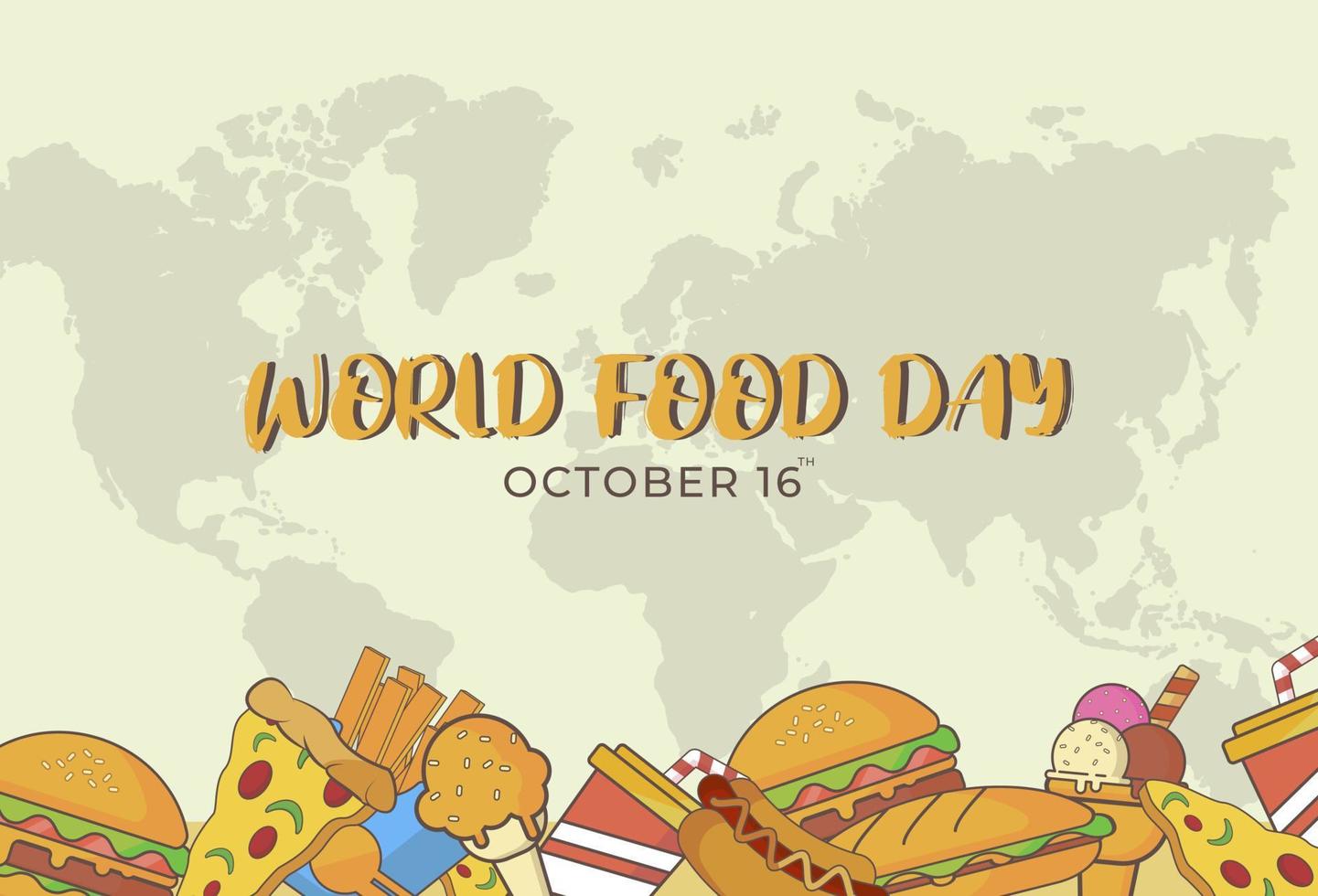 ilustração de design plano do modelo do dia mundial da comida, design adequado para cartazes, fundos, cartões de felicitações, tema do dia mundial da comida vetor