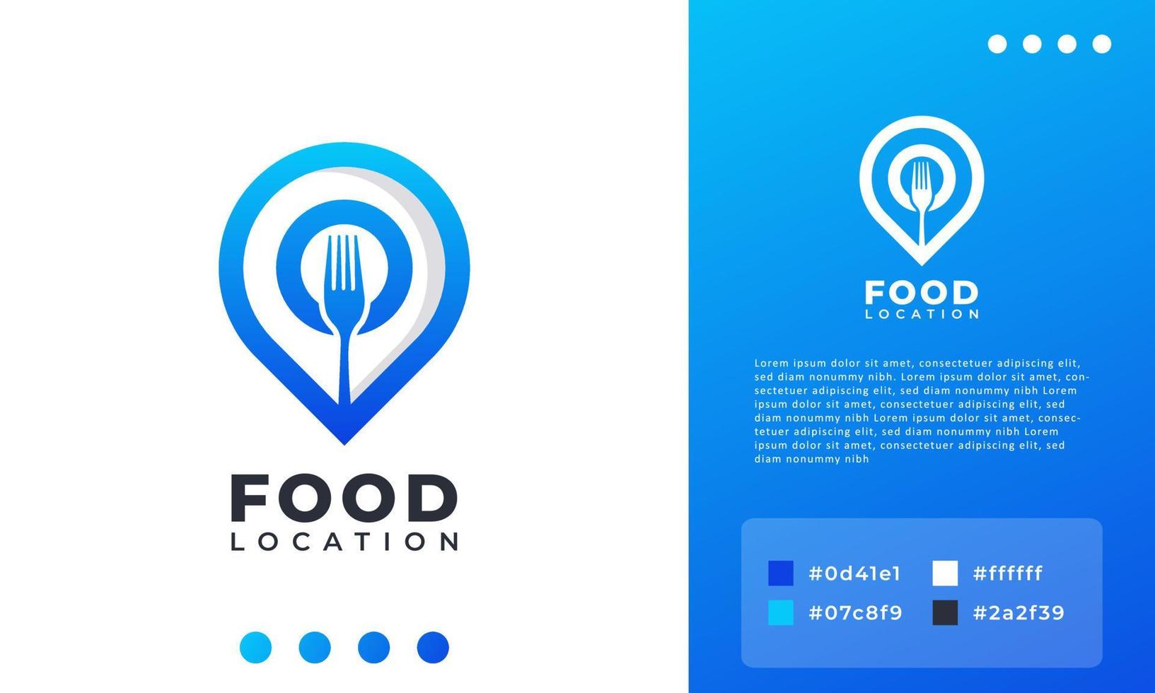 design de logotipo de localização de alimentos, garfo e colher com combinação de logotipo de mapa de pinos. adequado para ícone de logotipo de negócios, restaurante e aplicativo vetor