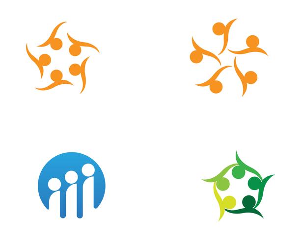Logotipo e símbolos do grupo de pessoas da comunidade de estrelas vetor