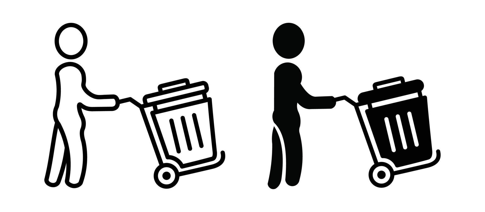 o lixo pode abrir o design de ilustração vetorial de ícone, conjunto de ícones de lixo ou coleta de lixo. vetor