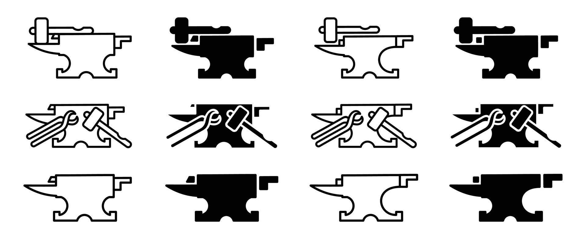 ferreiro. forja. modelo de design de logotipo de bigorna e martelo, design simples de bigorna para ilustração de ícone de vetor. ferreiro, vetor de logotipo de forja.