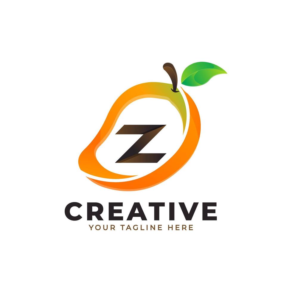 logotipo da letra z em frutas frescas de manga com estilo moderno. modelo de ilustração vetorial de designs de logotipos de identidade de marca vetor