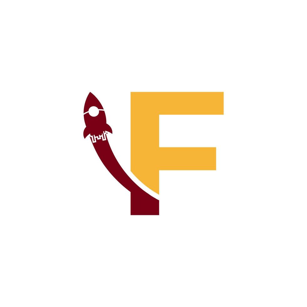 letra inicial f com o símbolo do ícone do logotipo do foguete. bom para logotipos de empresas, viagens, start up e logística vetor