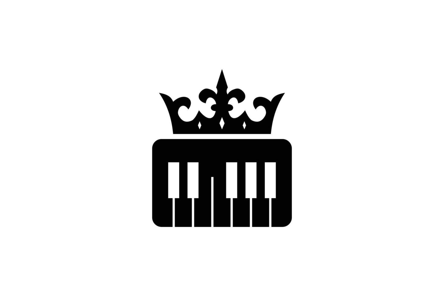 design de modelo de logotipo de coroa e piano. ilustração do símbolo. vetor