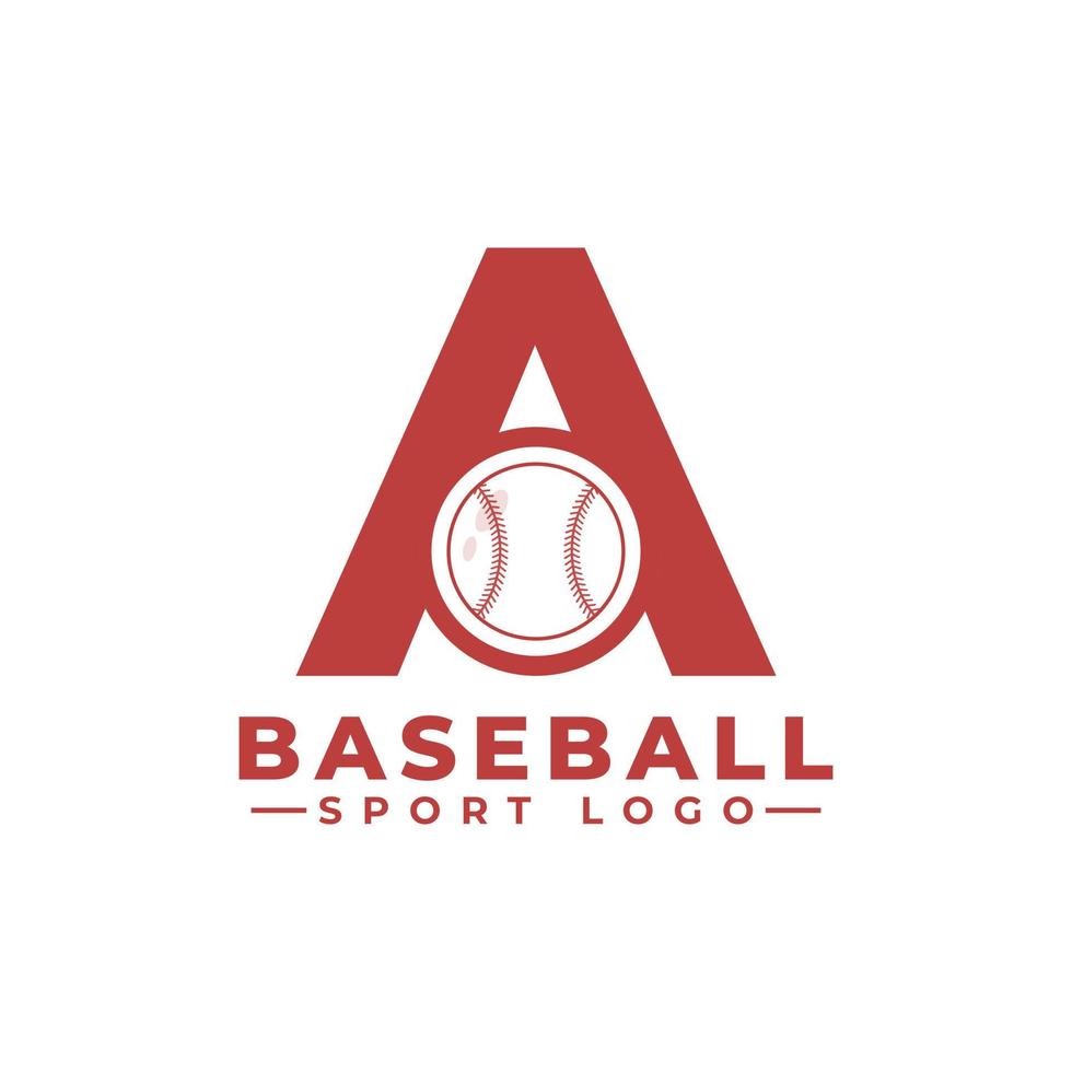 letra a com design de logotipo de beisebol. elementos de modelo de design vetorial para equipe esportiva ou identidade corporativa. vetor