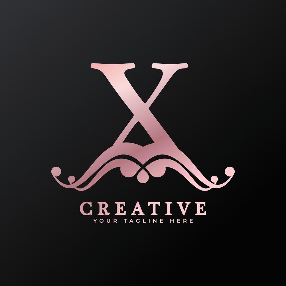 letra x inicial do logotipo de luxo para restaurante, realeza, boutique, café, hotel, heráldica, joias, moda e outras ilustrações vetoriais vetor
