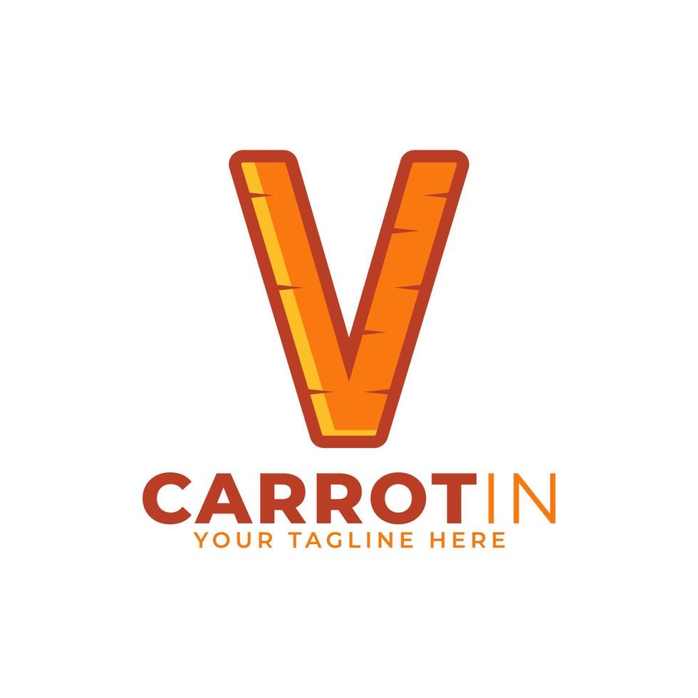 letra inicial v vetor de design de logotipo de cenoura. projetado para design de site, logotipo, aplicativo, interface do usuário