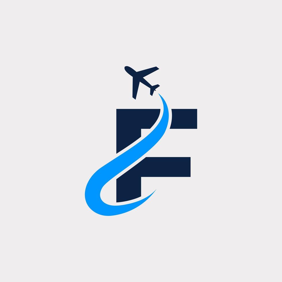 modelo de design de logotipo de viagem aérea criativa letra inicial f. vetor eps10