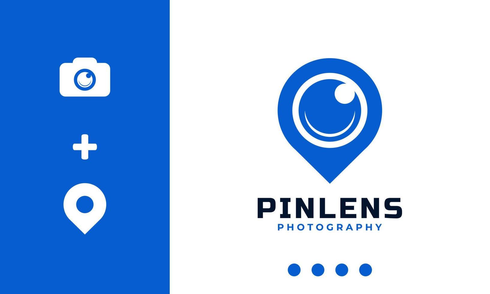 vetor de ícone de logotipo de câmera e pino para negócios de fotografia.