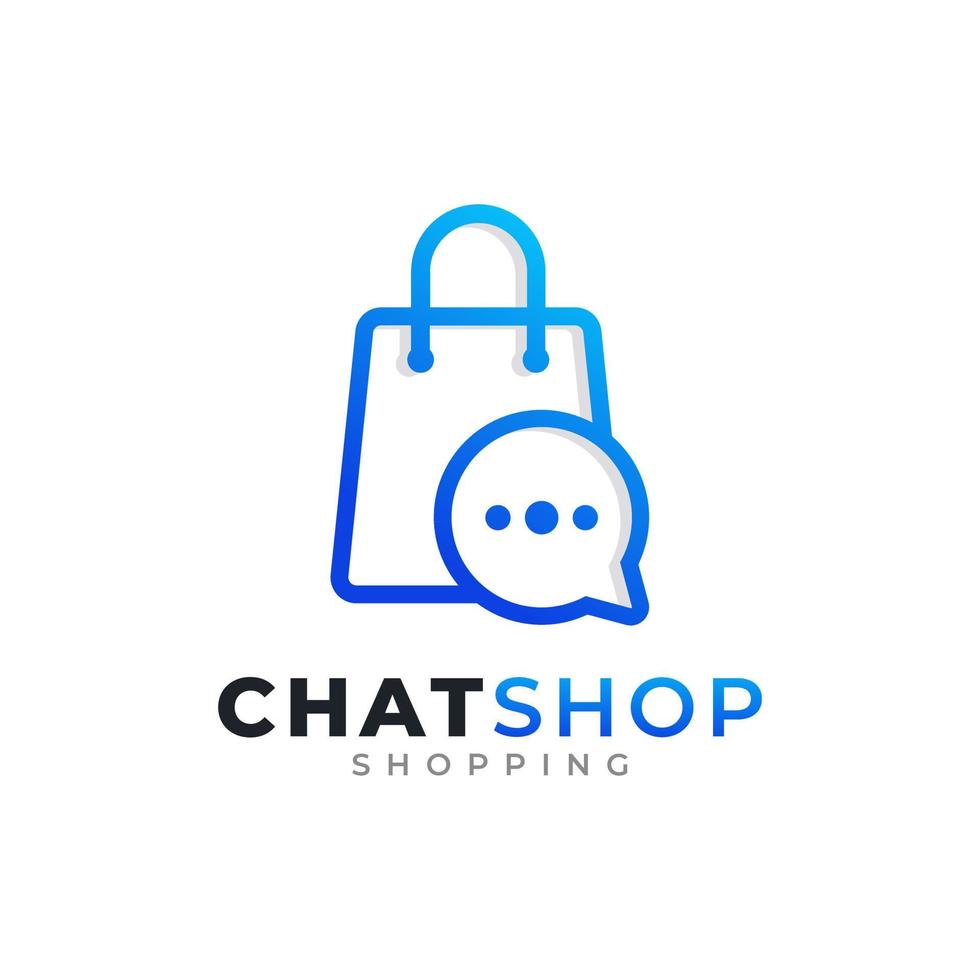 chat de loja e elemento de modelo de design de logotipo de compras vetor