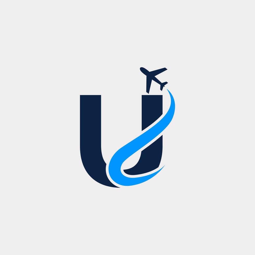 modelo de design de logotipo de viagem aérea criativa letra inicial u. vetor eps10