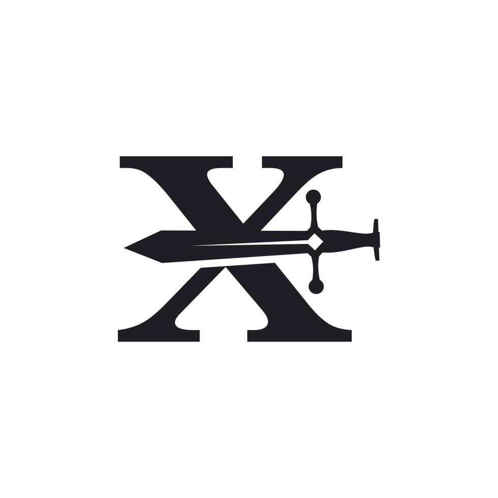letra x com inspiração de modelo de design de logotipo de vetor de ícone de espada