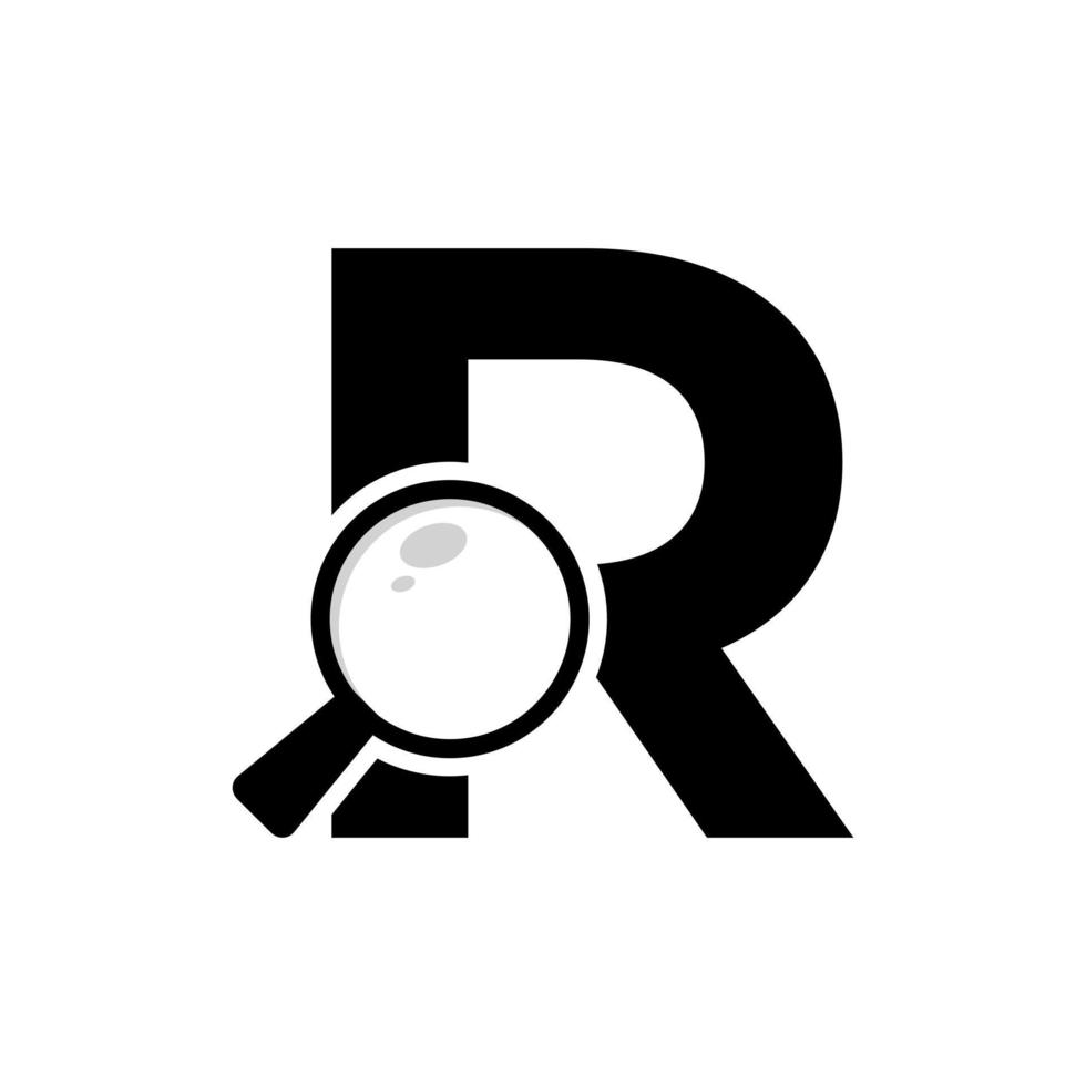 logotipo de pesquisa. design de logotipo de lupa letra r vetor