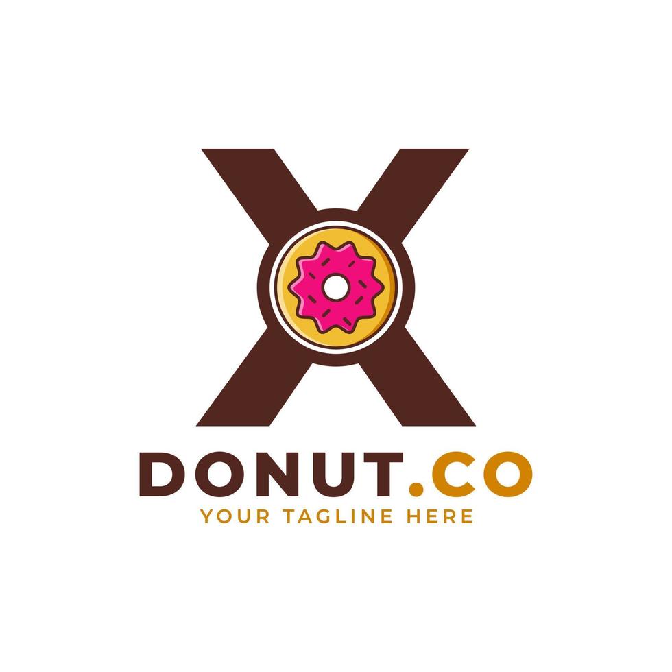 letra inicial x design de logotipo de rosquinha doce. logotipo para cafés, restaurantes, cafeterias, catering. vetor