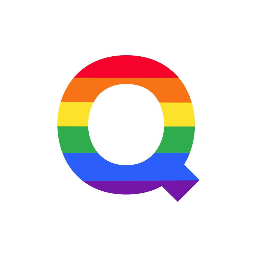 letra q colorida em inspiração de design de logotipo de cor do arco-íris para o conceito lgbt vetor