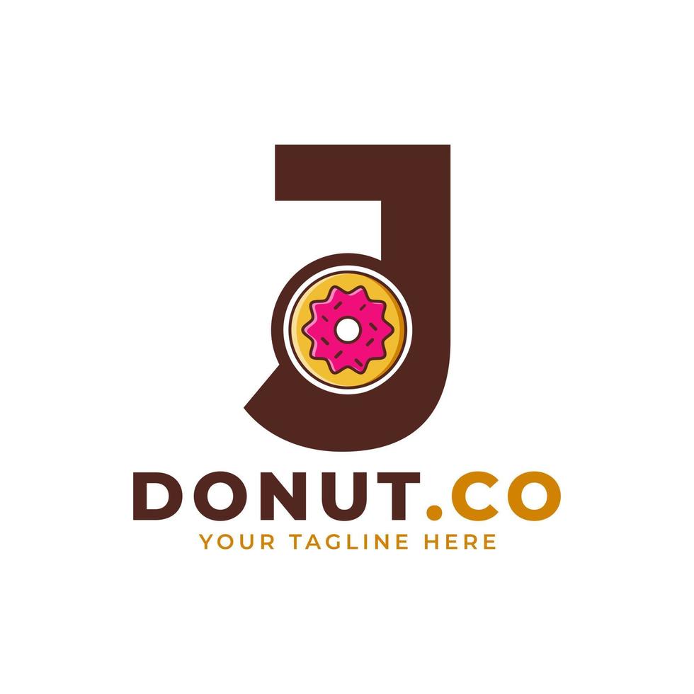 letra inicial j design de logotipo de rosquinha doce. logotipo para cafés, restaurantes, cafeterias, catering. vetor