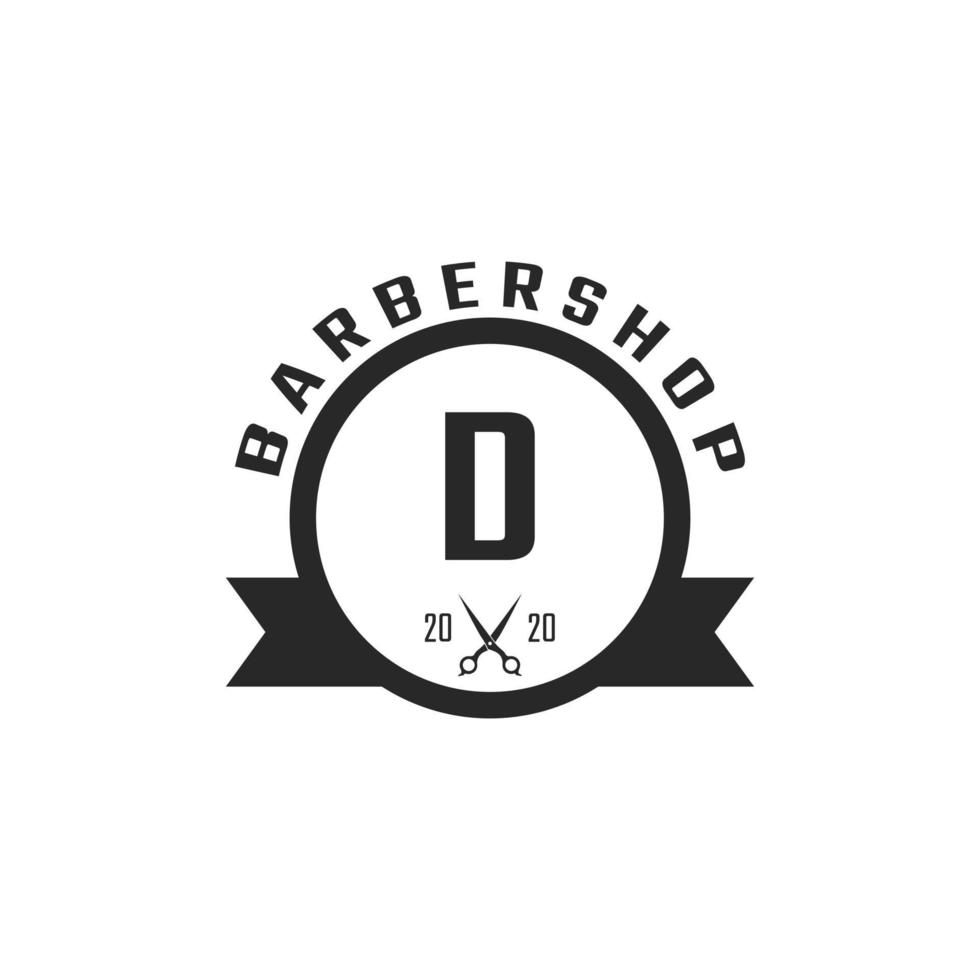 letra d emblema de barbearia vintage e inspiração de design de logotipo vetor