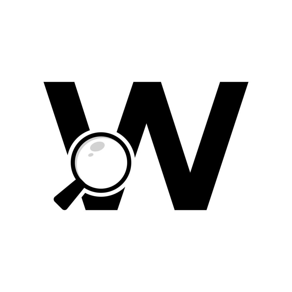 logotipo de pesquisa. letra w design de logotipo de lupa vetor