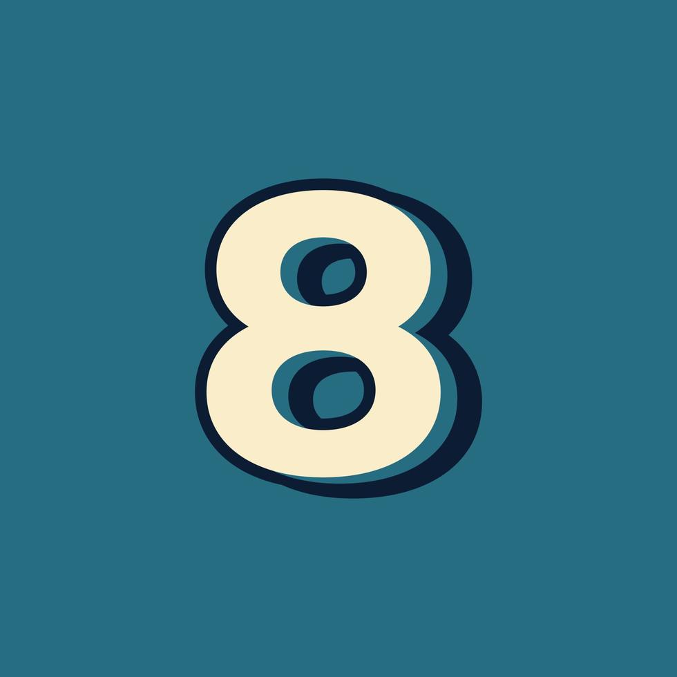 vetor de logotipo do alfabeto número 8 estilo retrô vintage com elemento de modelo de fonte maiúscula