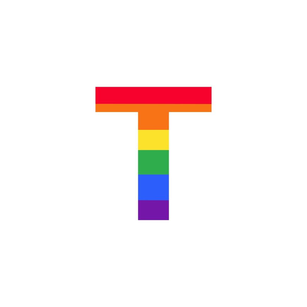 letra t colorida em inspiração de design de logotipo de cor do arco-íris para o conceito lgbt vetor