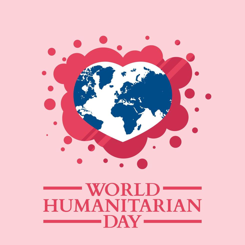 ilustração de design plano do dia mundial humanitário com modelo de globo, design adequado para cartazes, planos de fundo, cartões de felicitações, tema do dia mundial humanitário vetor