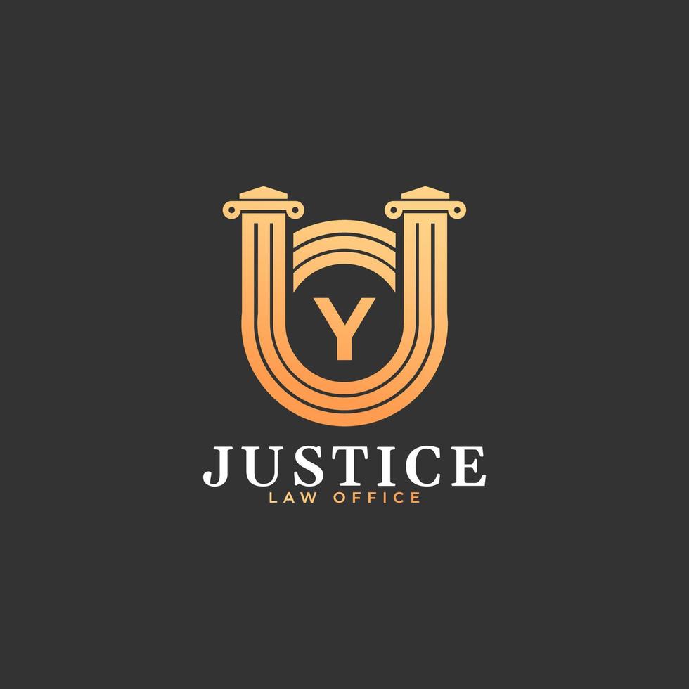 elemento de modelo de design de logotipo dourado letra y de escritório de advocacia vetor