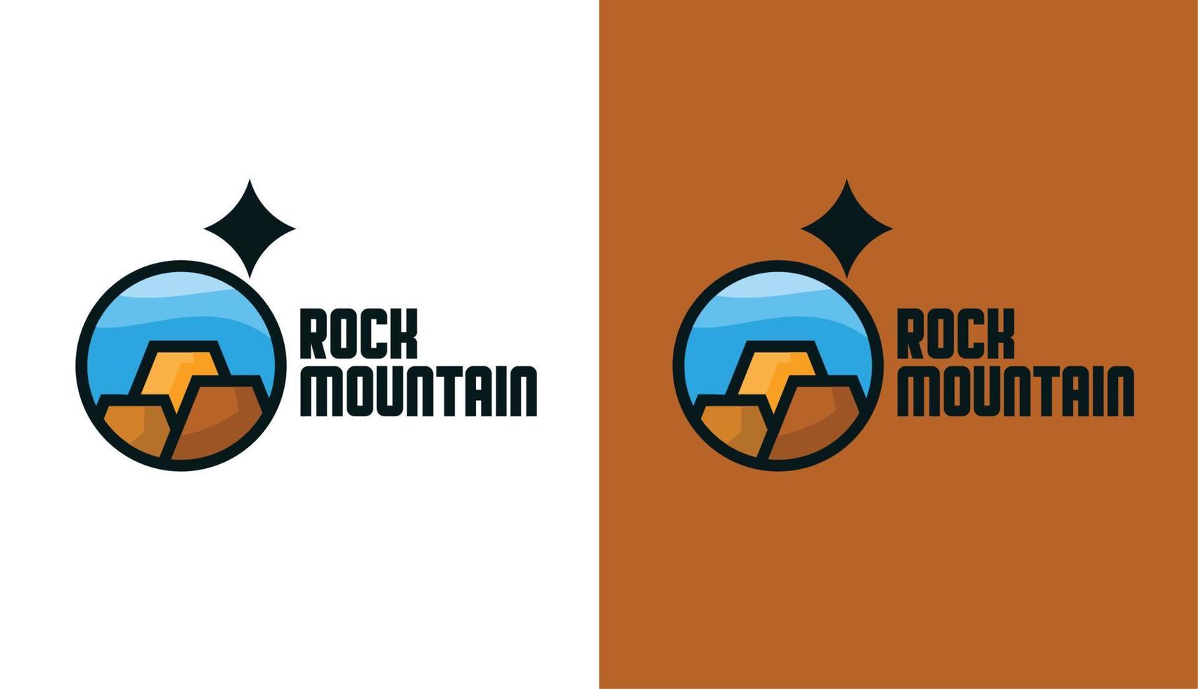 logotipo da montanha minimalista, pedra natural sobre fundo azul. vetor