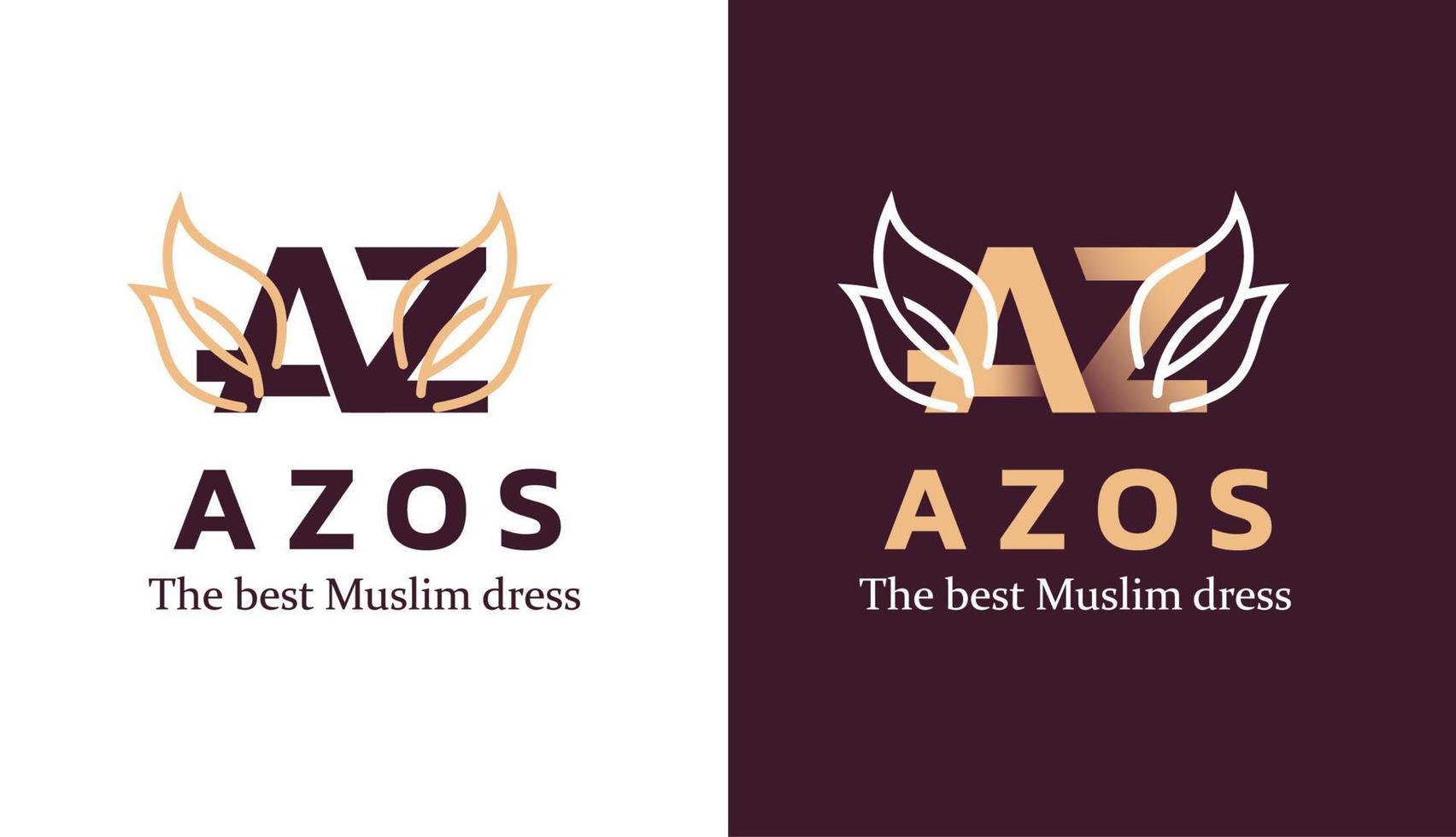 vetor de modelo de design de logotipo de carta az com ornamen flolar para marca de moda