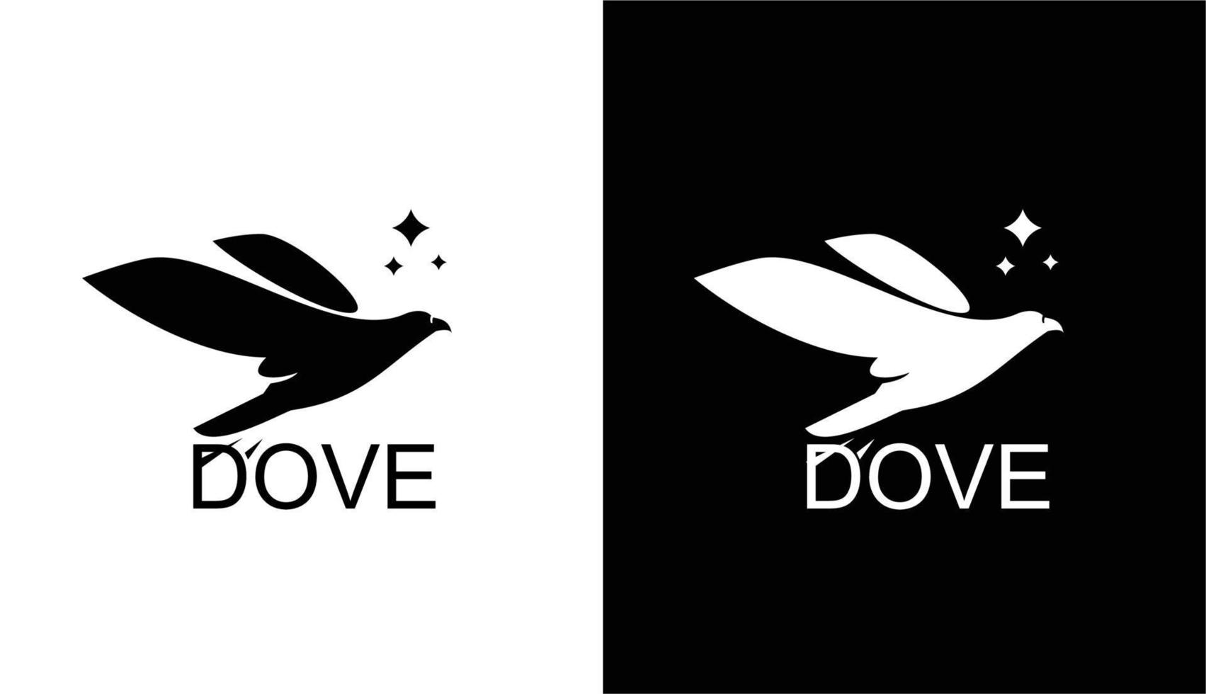 rótulos minimalistas de design de logotipo de pombo silhueta de pássaro voador para correspondência vetor