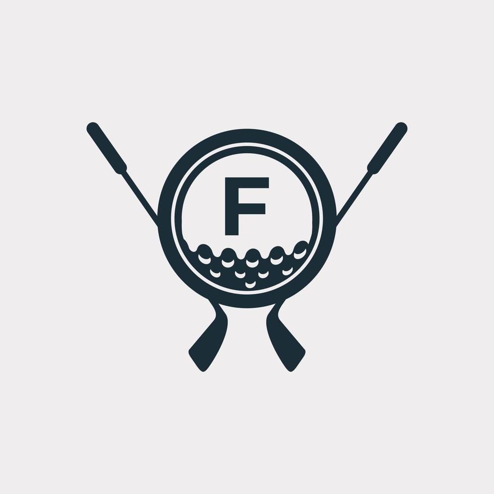 logotipo do esporte de golfe. letra f para modelo de vetor de design de logotipo de golfe. vetor eps10