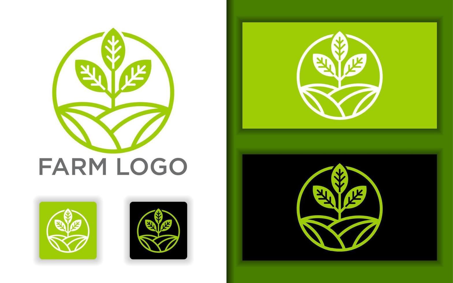 modelo de design de logotipo de conceito de fazenda de natureza verde vetor