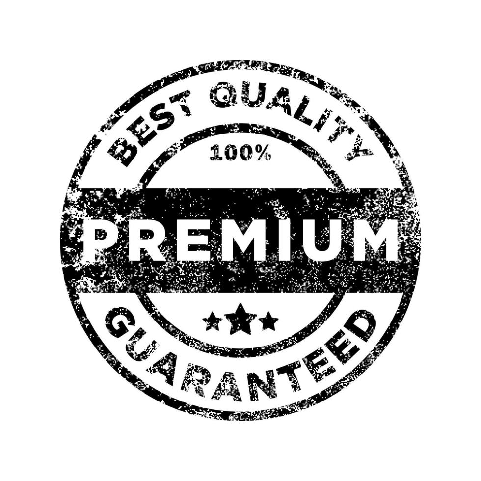 selo grunge de produto premium garantido de melhor qualidade. selo de qualidade premium preto ou ilustração vetorial de rótulo vetor