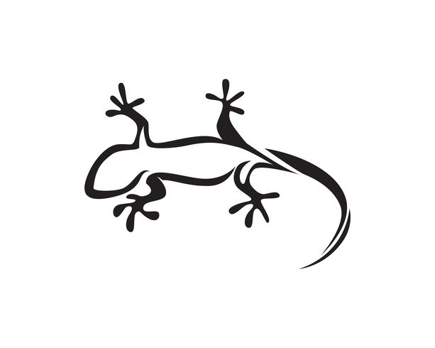 Lagarto camaleão Gecko Silhouette preto vector preto