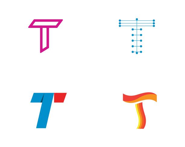 T letras logotipo e símbolos modelo de ícones app vetor