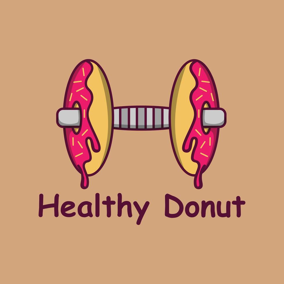 o logotipo do donut saudável, formado a partir de uma combinação de uma barra e um donut como carga, pode ser usado para vários negócios de alimentos e saúde. vetor