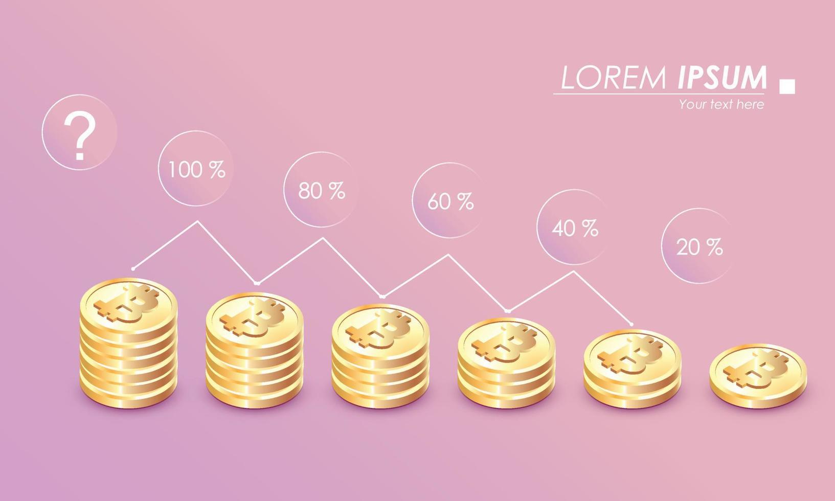 gráfico de crescimento de bitcoin do sistema financeiro vetor