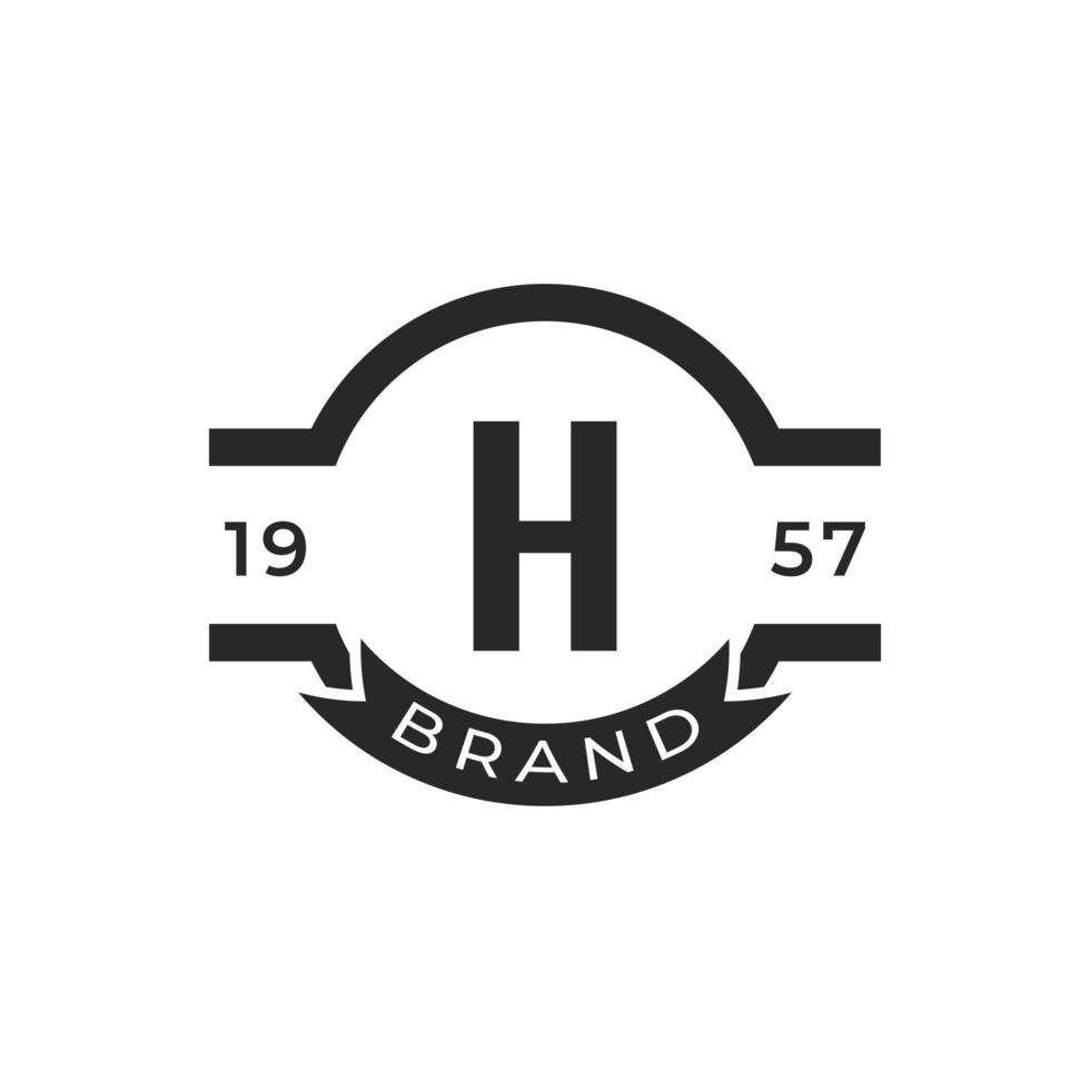 elemento de modelo de design de logotipo vintage insígnia letra h. adequado para identidade, etiqueta, crachá, café, vetor de ícone do hotel