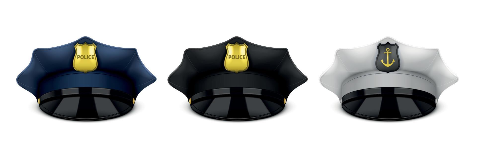 conjunto de chapéu de policial vetor