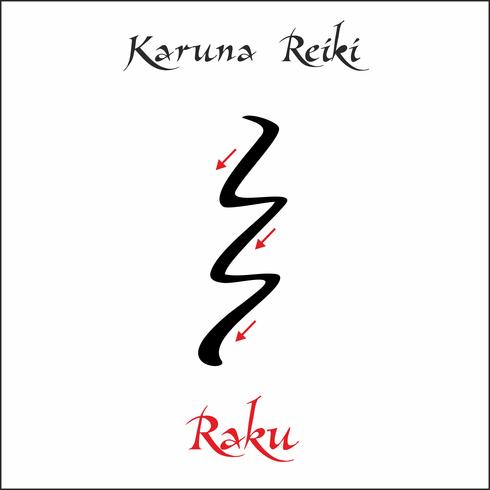 Karuna Reiki. Cura energética. Medicina alternativa. Símbolo De Raku. Prática espiritual. Esotérico. Vetor