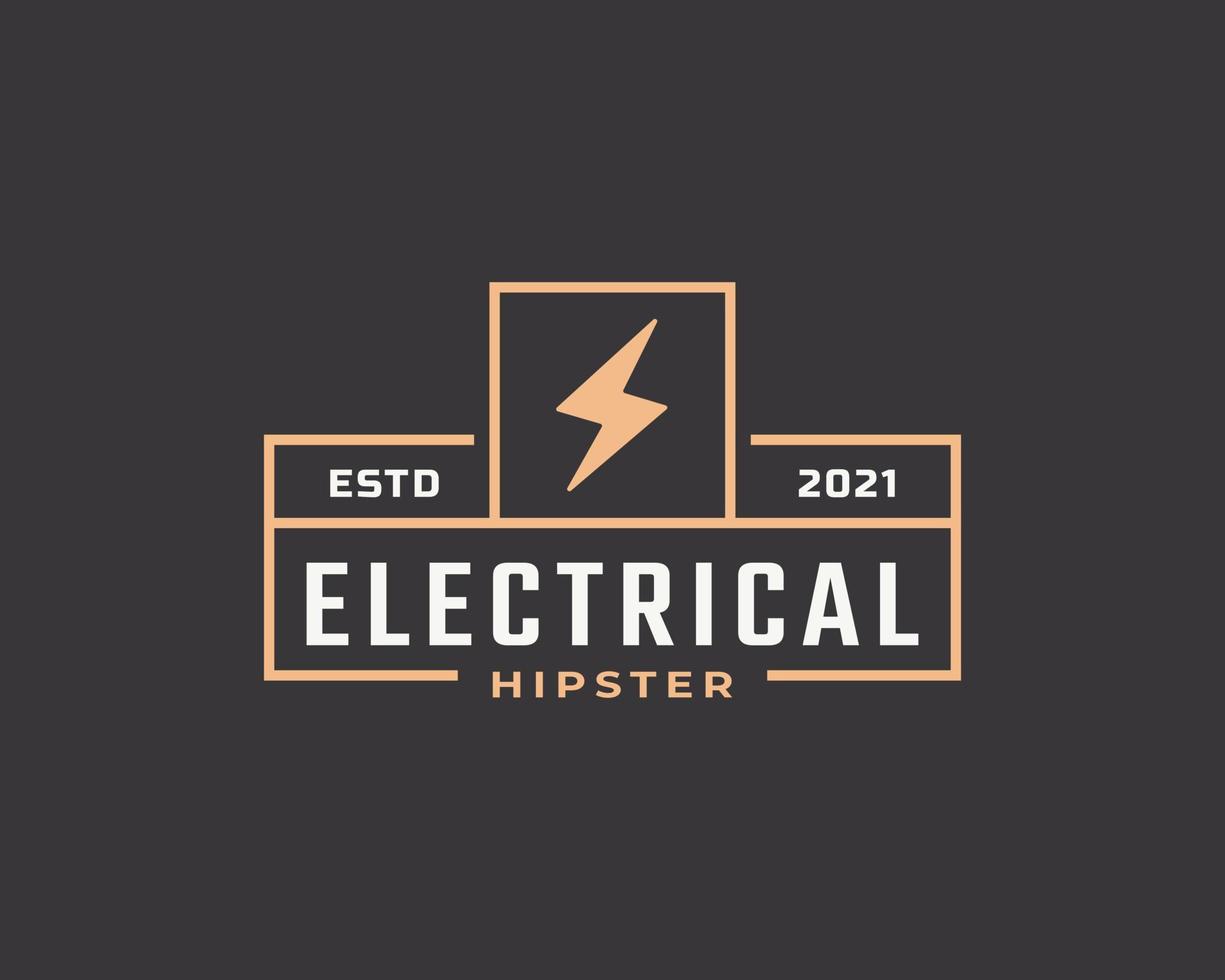 distintivo de etiqueta rústica retrô vintage hipster para inspiração de design de logotipo de selo de tempestade de flash de parafuso elétrico vetor