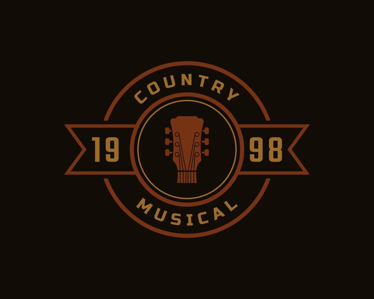 distintivo de rótulo retrô vintage clássico para modelo de design de logotipo de cowboy de música de guitarra country bar saloon ocidental vetor