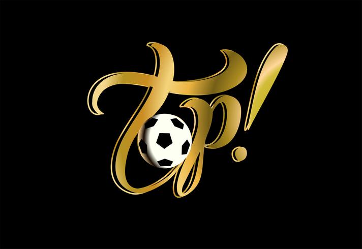 Topo. Lettering Futebol. Escrita inspirada. Vitória. Esporte. Golden.Vector. vetor