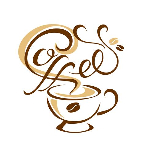 Café. Lettering O design do logotipo. desenho feito à mão. Vetor. vetor