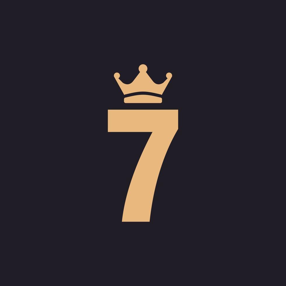 trono número 7 vintage de luxo com inspiração de design de logotipo de rótulo premium clássico de coroa vetor