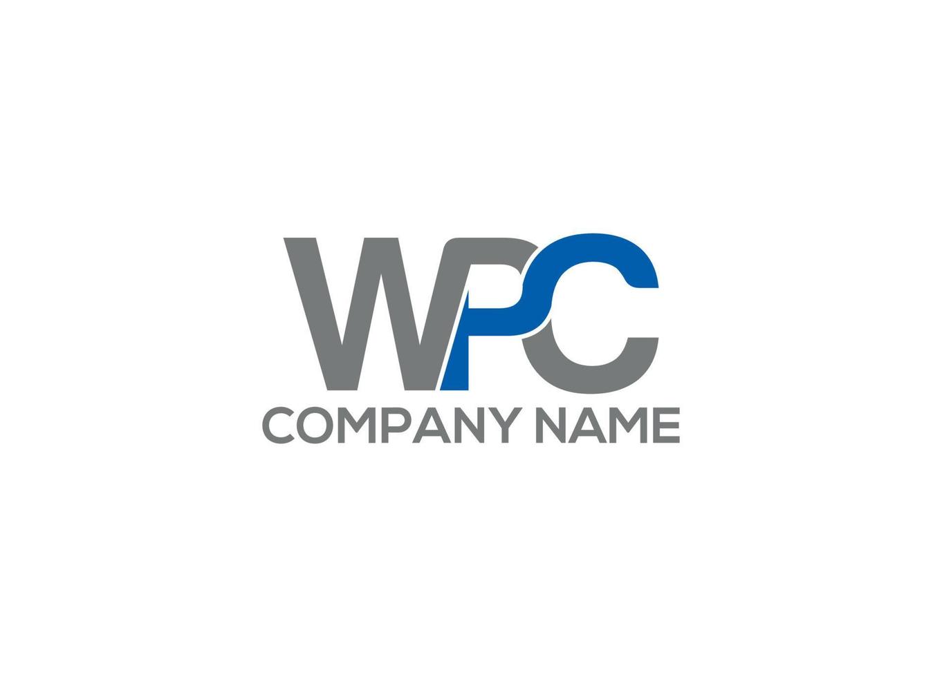 design de logotipo de carta wpc com modelo de ícone inicial moderno criativo vetor