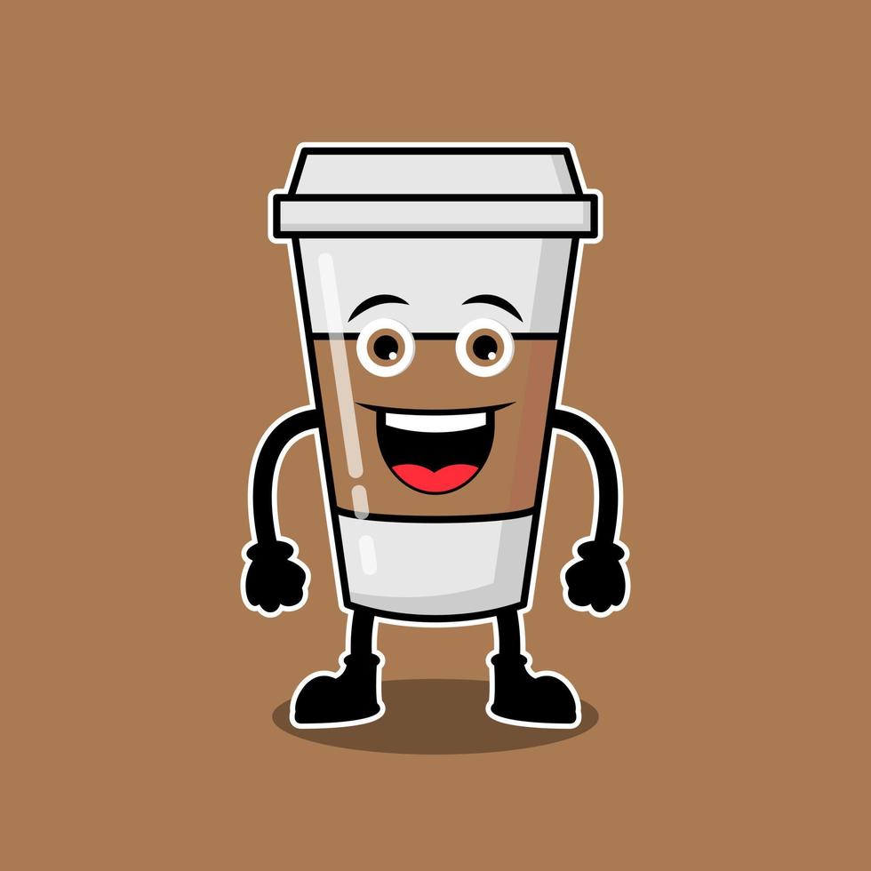 gráfico de ilustração vetorial de bebidas de xícara de café de personagens fofos, design adequado para bebidas de mascote vetor