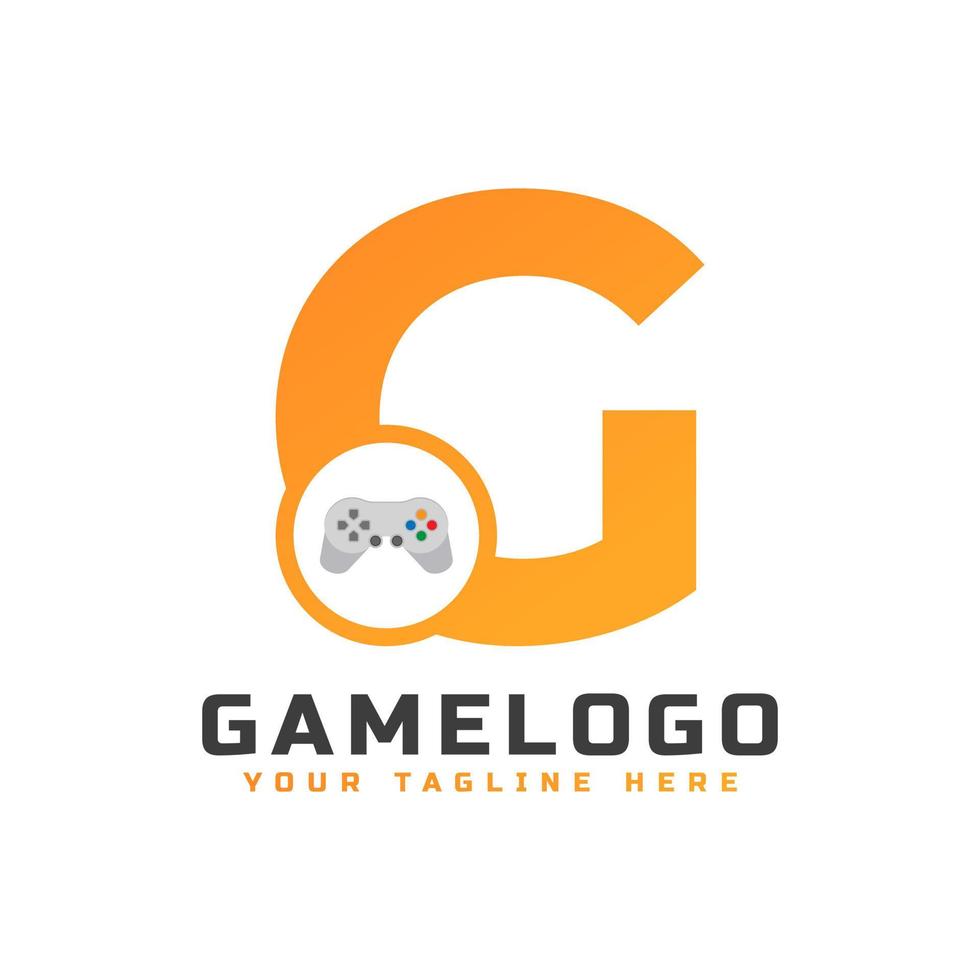 letra inicial g com ícone de console de jogos e pixel para o conceito de logotipo de jogos. utilizável para logotipos de aplicativos de inicialização de negócios, tecnologia e jogos. vetor